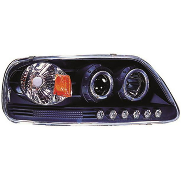 IPCW CWS-541C2 Clear Projector Headlight with Rings Corners and Chrome Housing with Amber Reflector Pair 03-00-CWS-541C2 